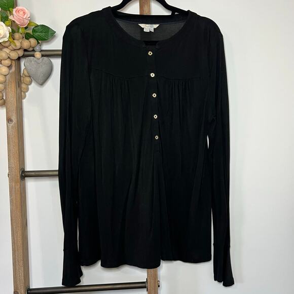 Boden Long Sleeve Black Modal Henley Shirt Size‎ 10 - Picture 3 of 7